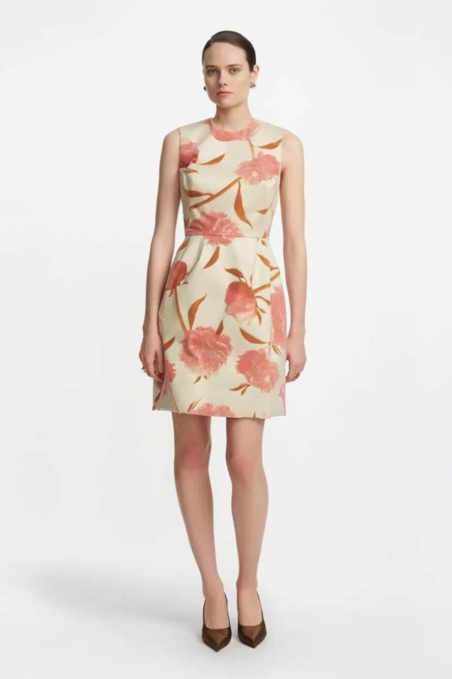 Lela Rose Floral Print Sleeveless Sheath Mini Dress in Pink Multi 4